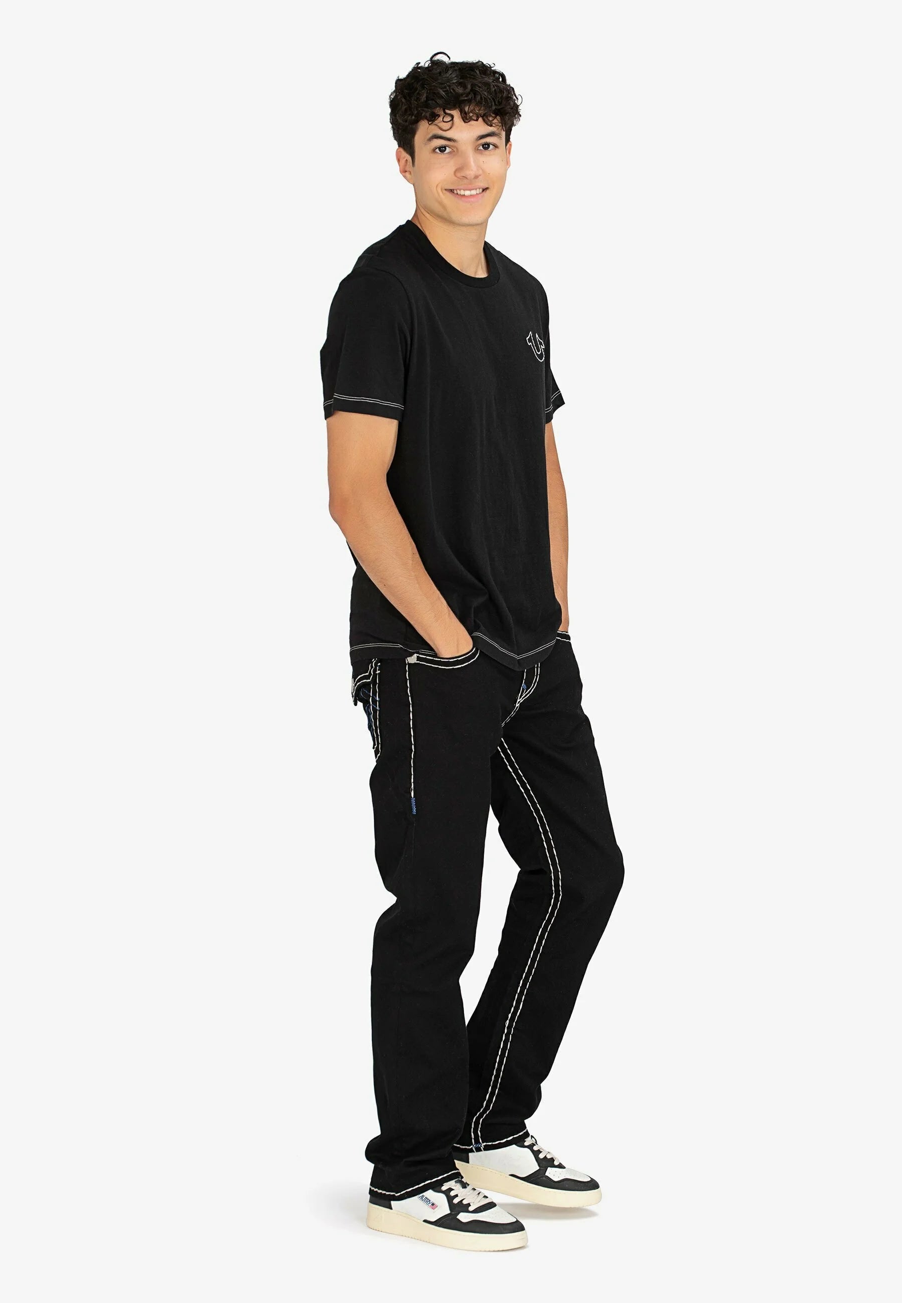 TRUE RELIGION FLATLOCK TEE - Print T-shirt - black