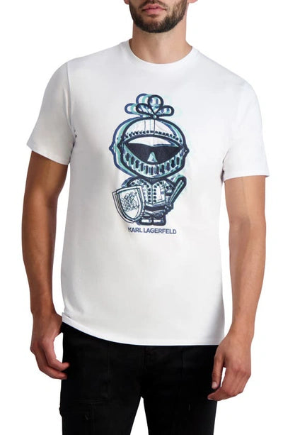 KARL LAGERFELD PARIS Knight Embroidered Graphic Tee In White
