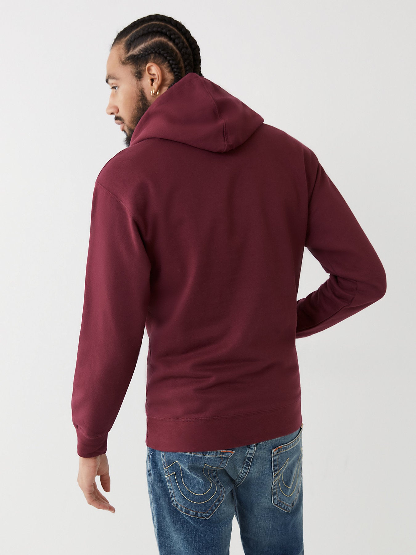 TRUE RELIGION Men's Embroidered TR Box Logo Pullover Hoodie Sweatshirt