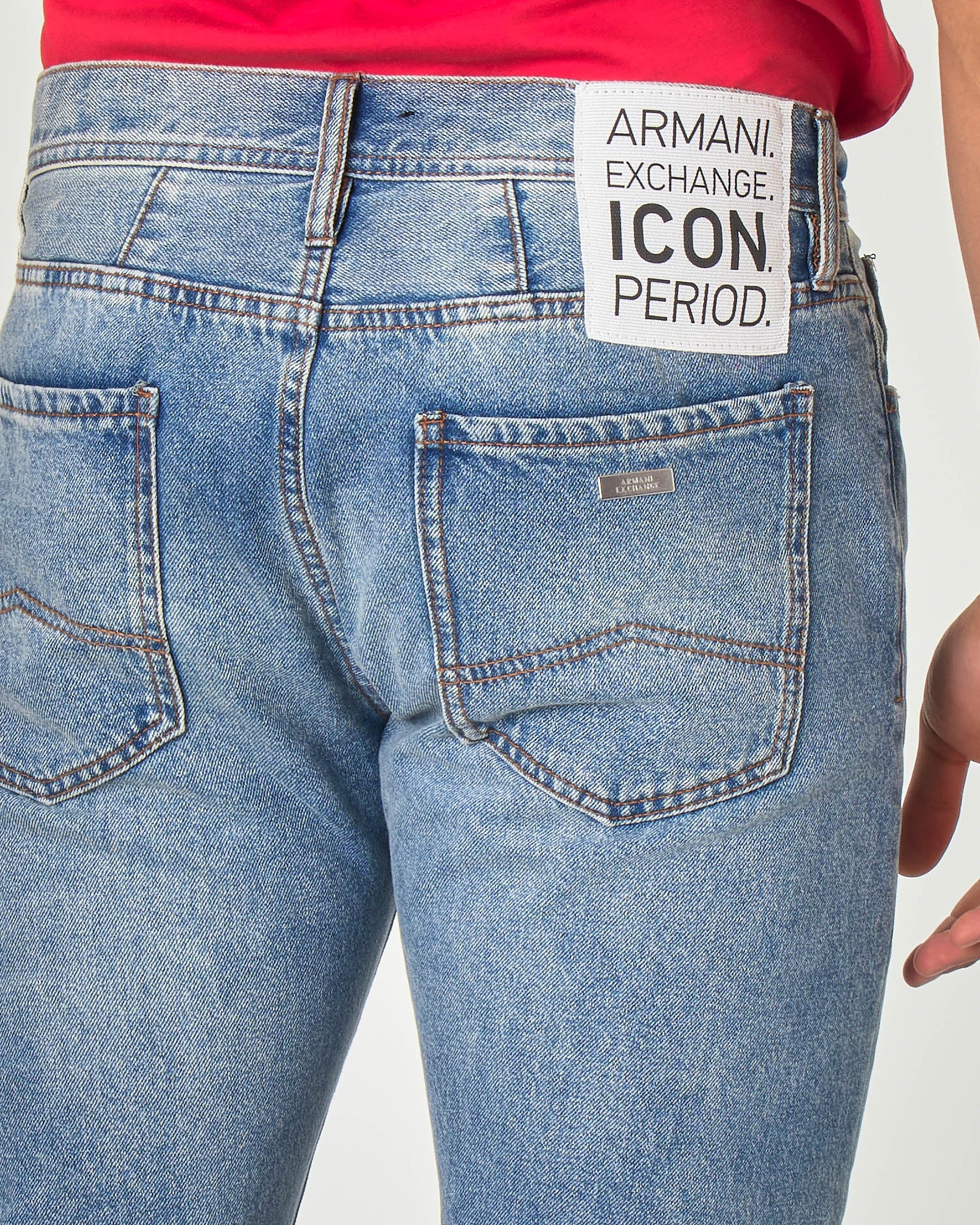 ARMANI EXCHANGE J13 Icon Period slim-fit jeans in a light, super stone wash