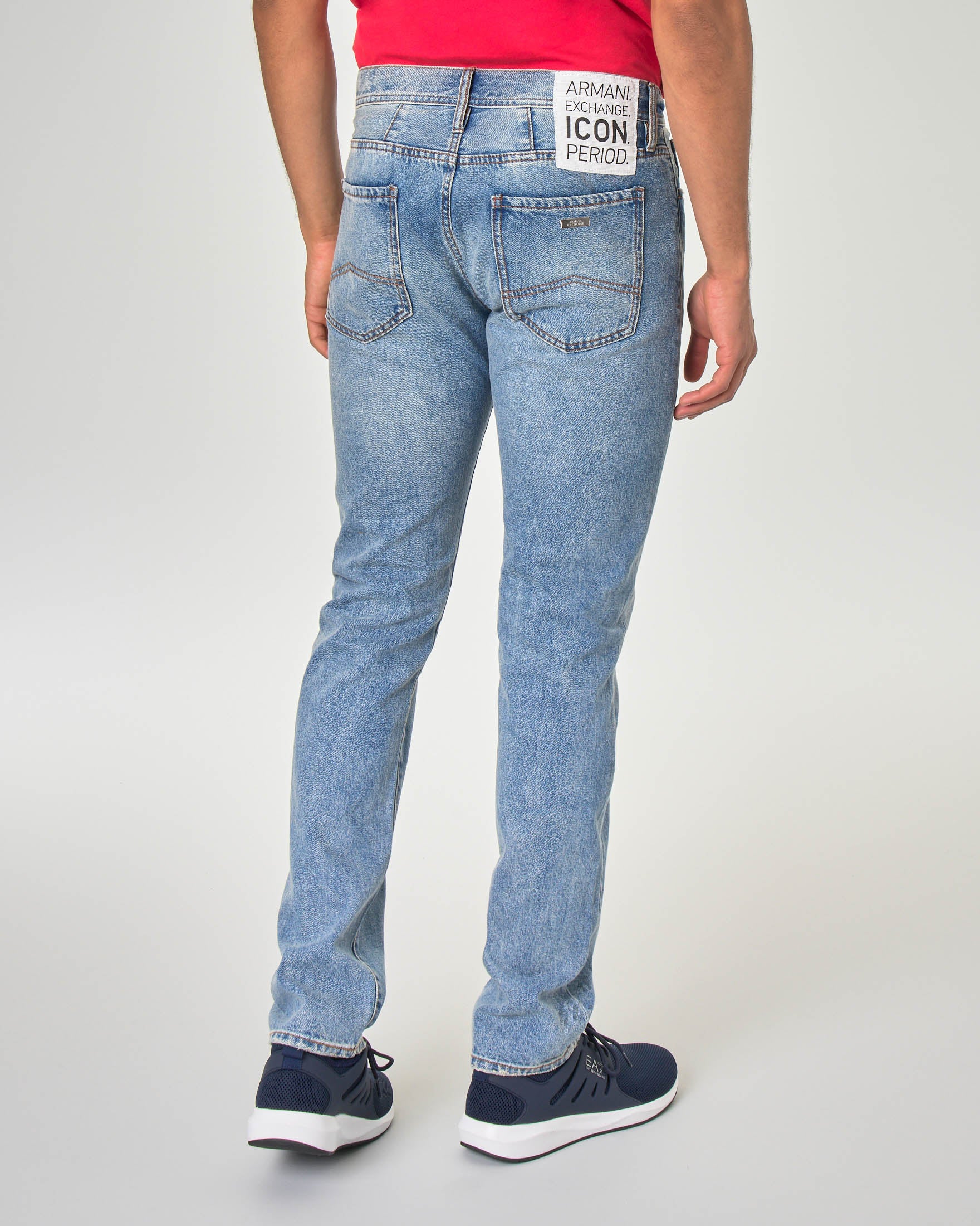 ARMANI EXCHANGE J13 Icon Period slim-fit jeans in a light, super stone wash