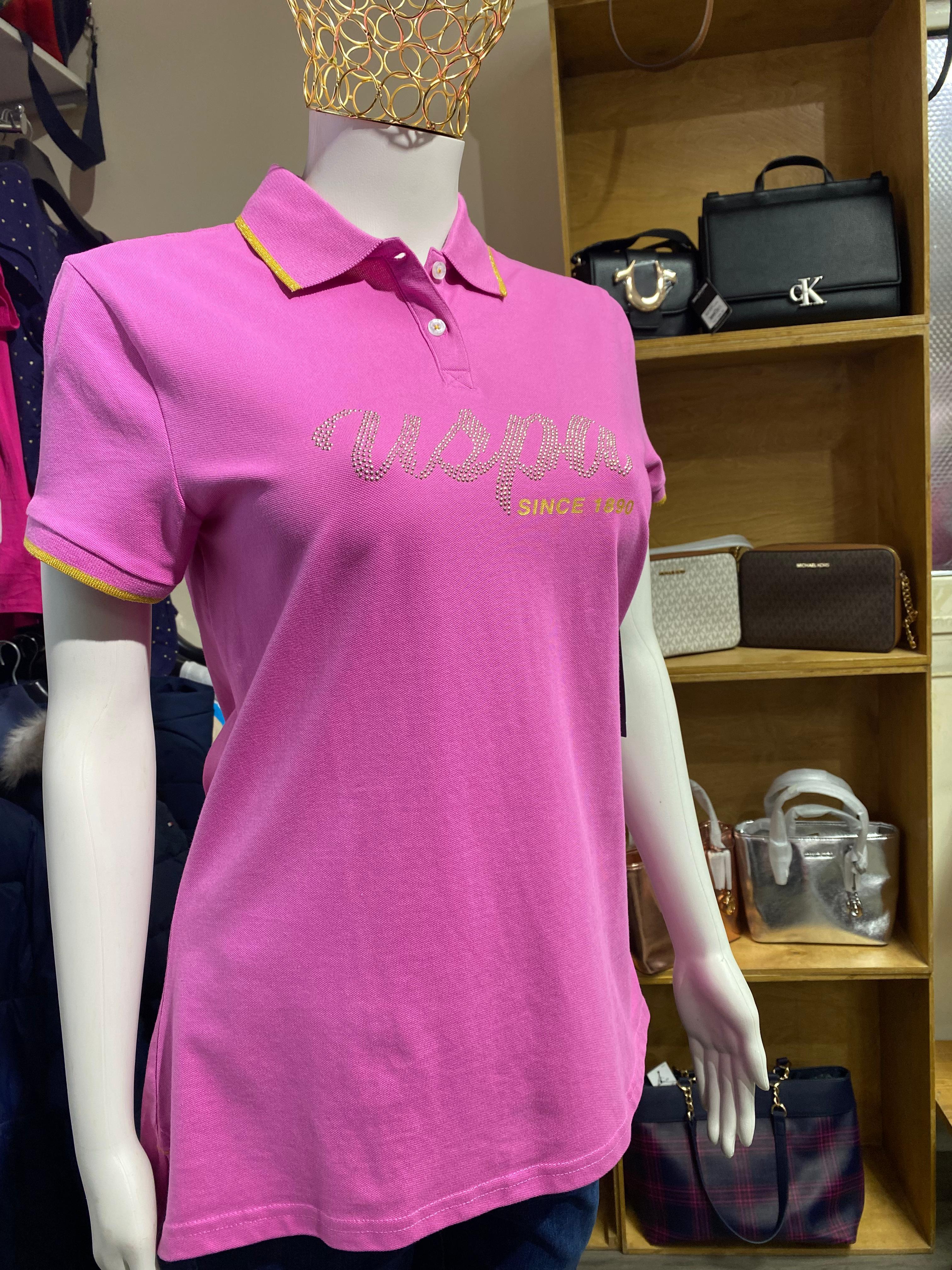 US. POLO ASSN. USPA Pink Crystal Logo Polo