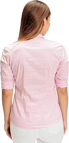 US. POLO ASSN Women's Lilac Linen Blend Long Sleeve Basic Shirt
