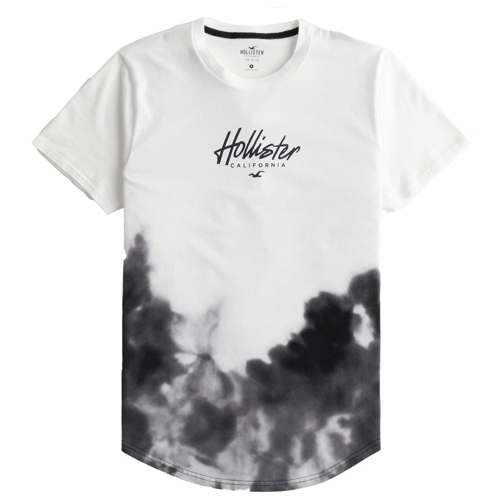 Hollister Chest & Back Logo Acid Wash Ombre Longline T-shirt