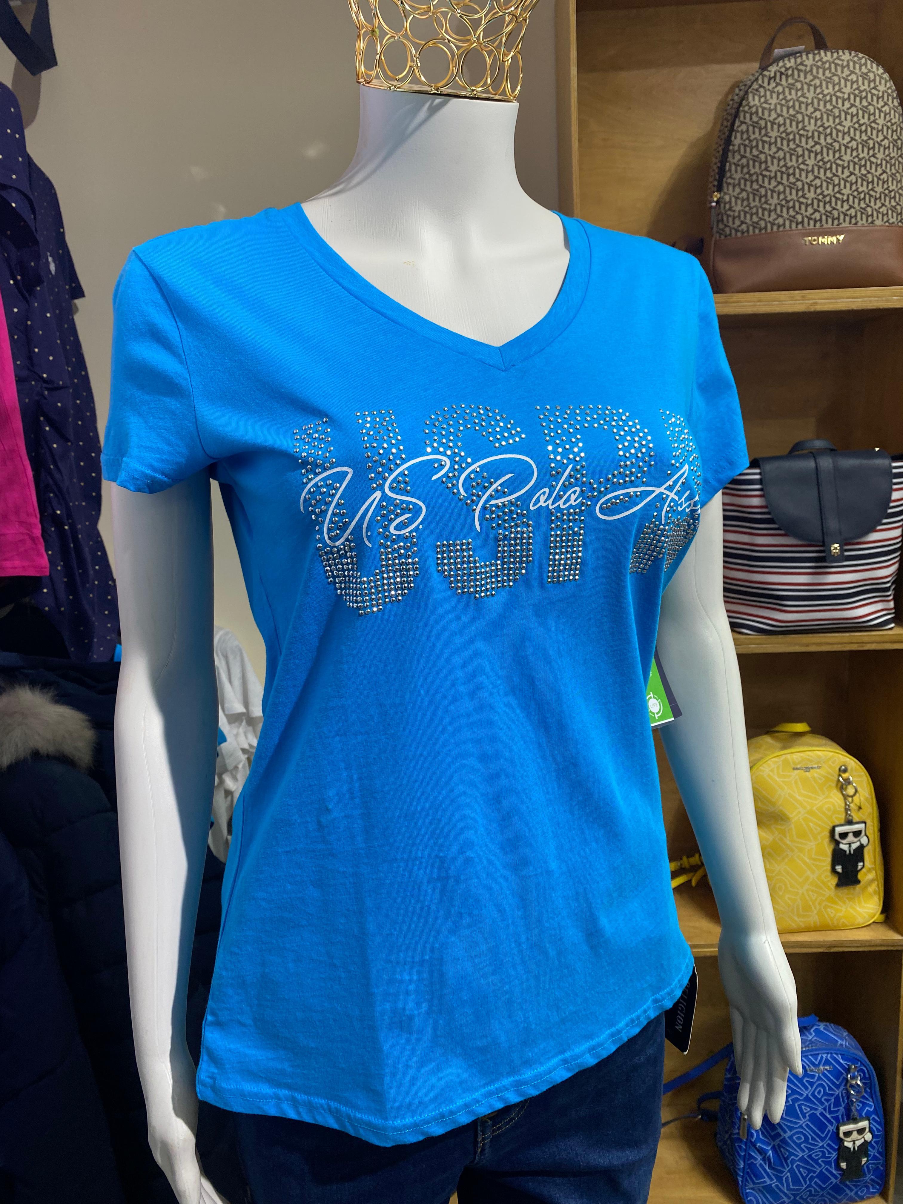 US. POLO ASSN. Women’s V-Neck T-Shirt – Hot Pink