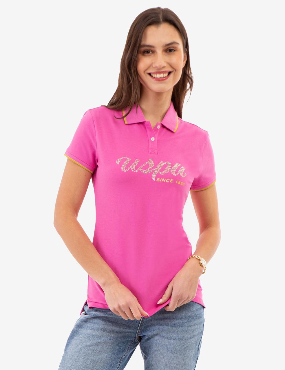 US. POLO ASSN. USPA Pink Crystal Logo Polo
