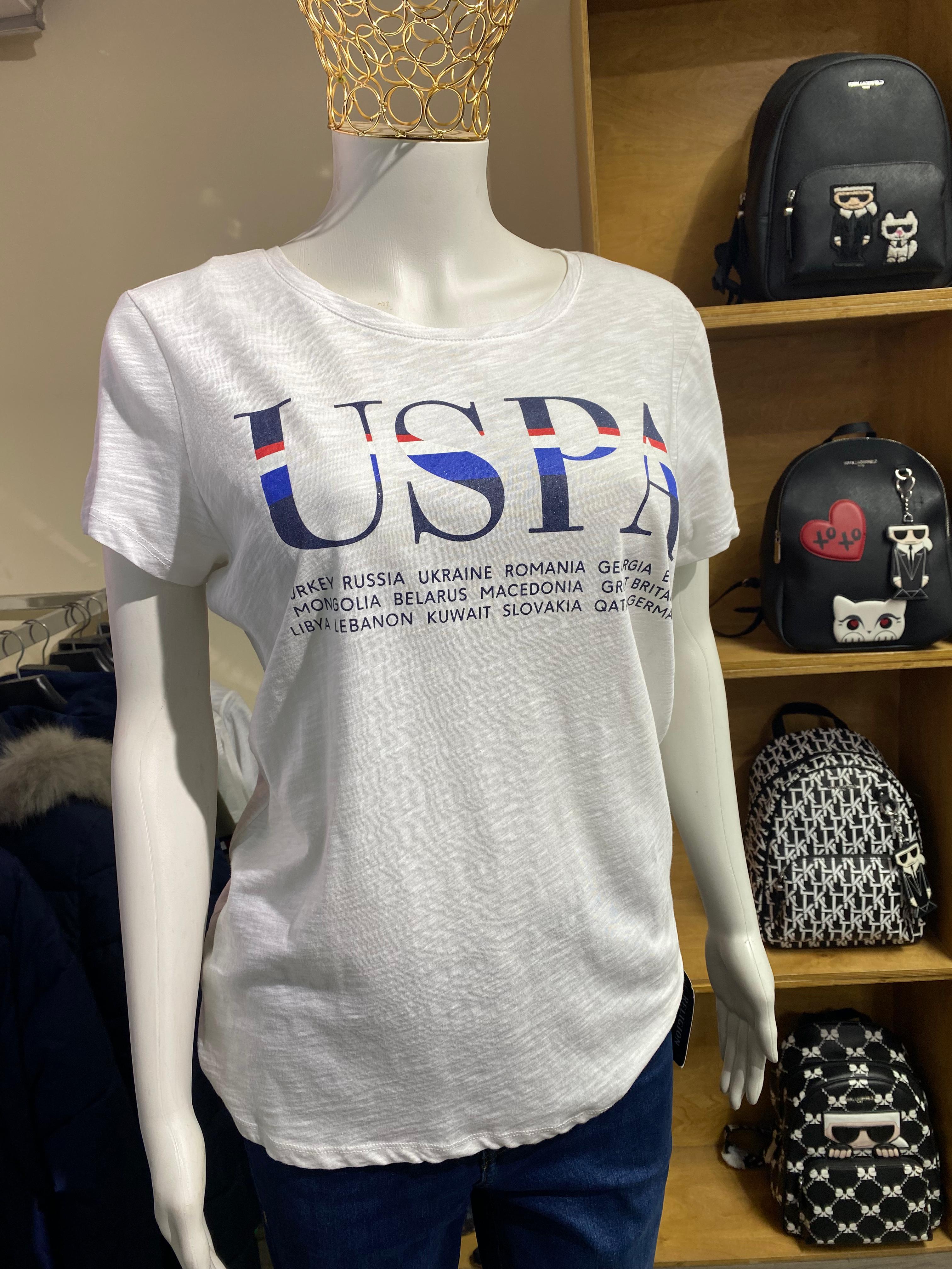 US. POLO ASSN. USPA White Graphic Tee