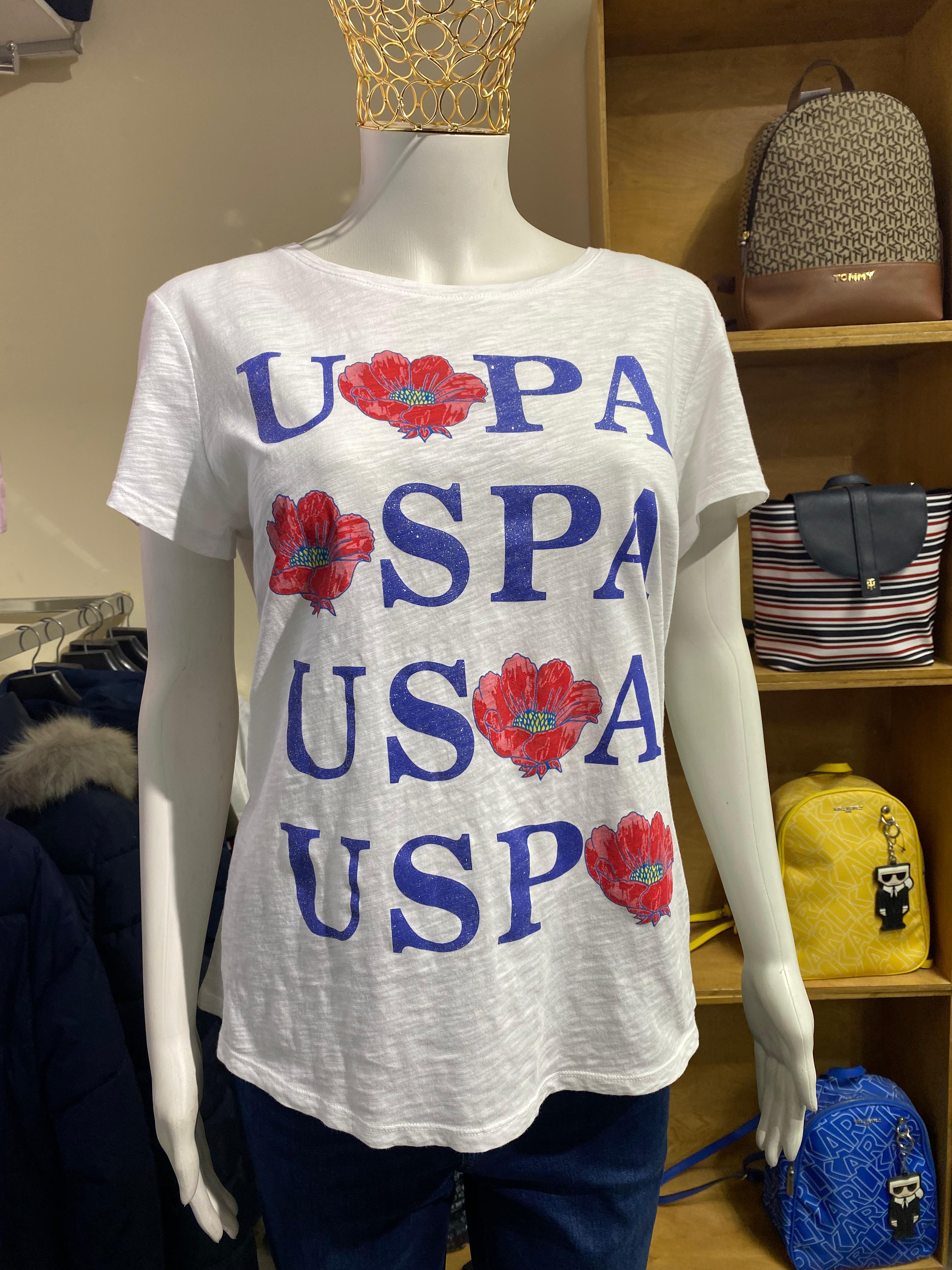 US. POLO ASSN. Women's White Crew Neck T-Shirt