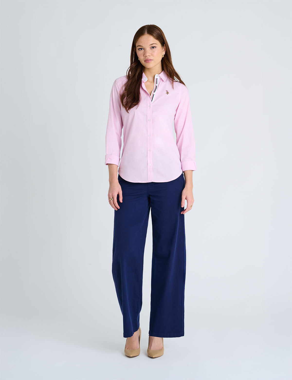 US POLO ASSN LONG SLEEVE SOLID STRETCH OXFORD SHIRT - HIPPO US Brands US. POLO ASSN