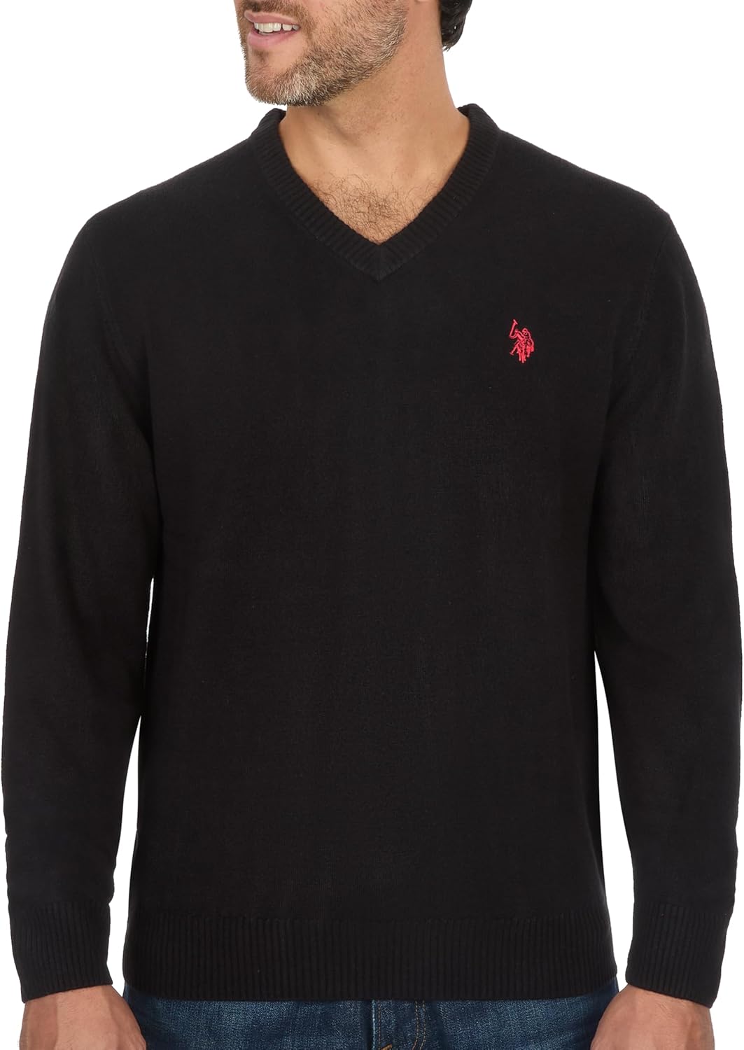 U.S. POLO ASSN. Men's V-Neck Ultrasoft Trim Fit Acrylic Sweater - Casual Lightweight Under or Over Layer