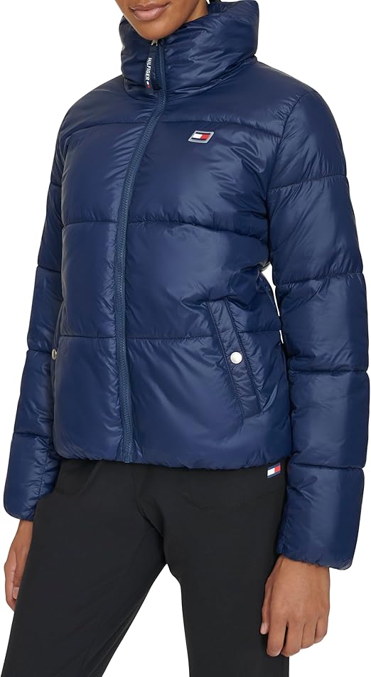 Tommy Hilfiger Women's Full Zip Stand Collar Puffer Coat