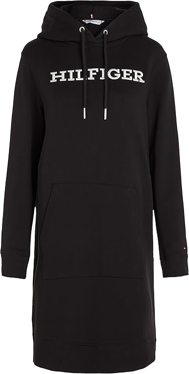 TOMMY HILFIGER Women's Reg Monotype Emb Hoodie Drs Hooded Dresses navy