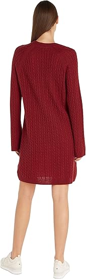 TOMMY HILFIGER Soft Wool Cable Knit Dress - Red | Very Ireland