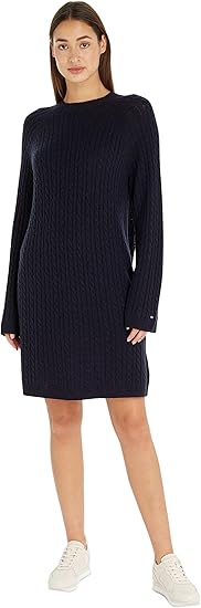 TOMMY HILFIGER Soft Wool Cable Knit Dress - Red | Very Ireland
