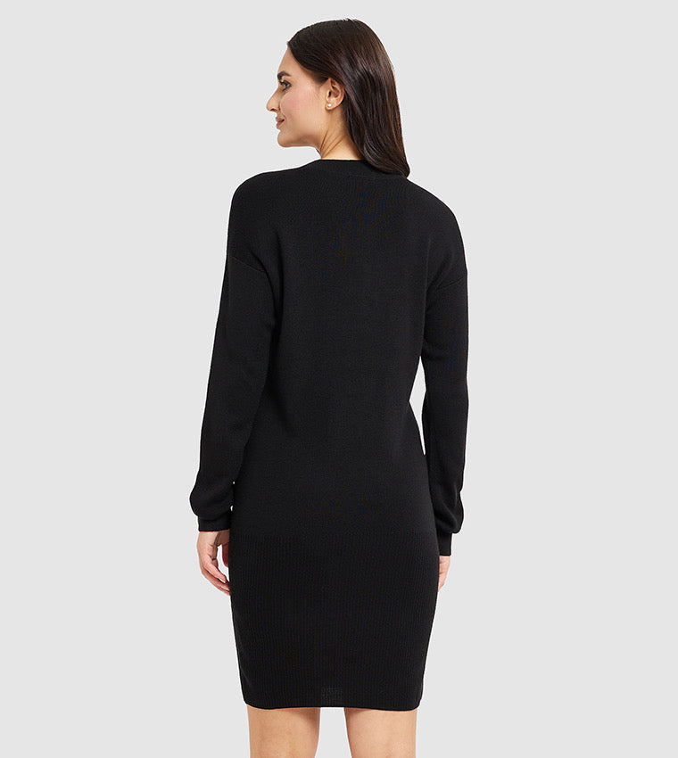 Armani Exchange Knitted Long Sleeves Sweater Dress - HIPPO US Brands ARMANI EXCHANGE