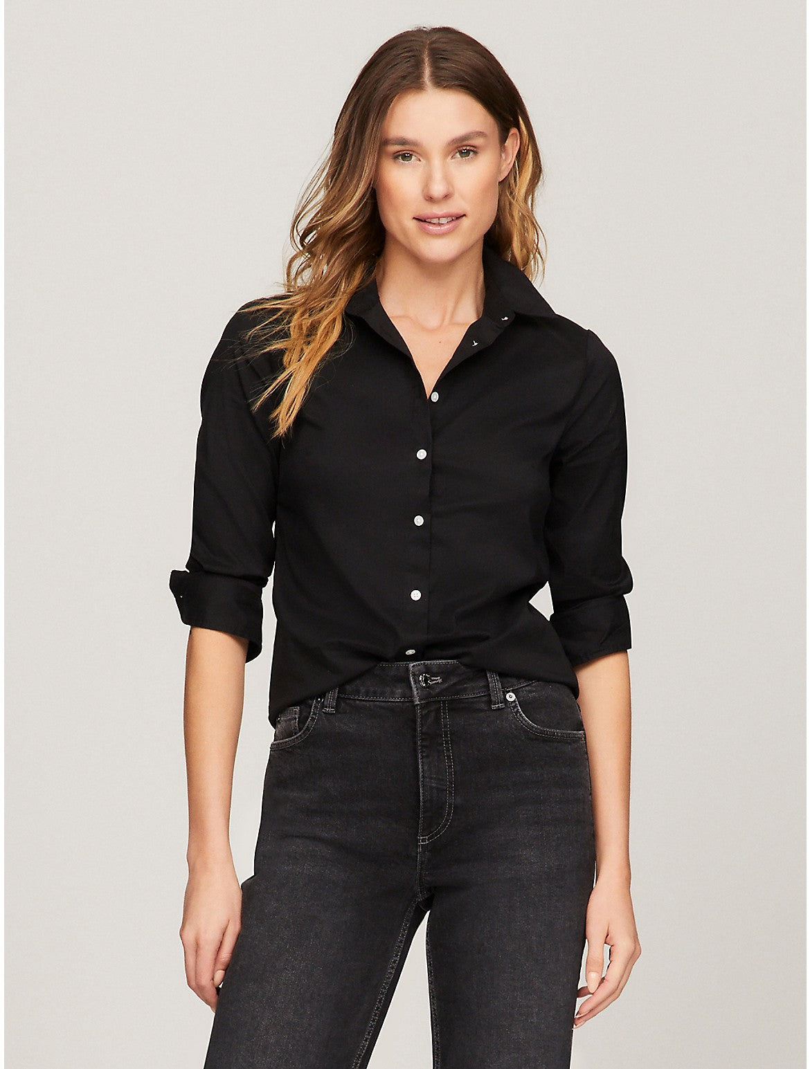 TOMMY HILFIGER Slim Fit Solid Shirt In Dark Sable
