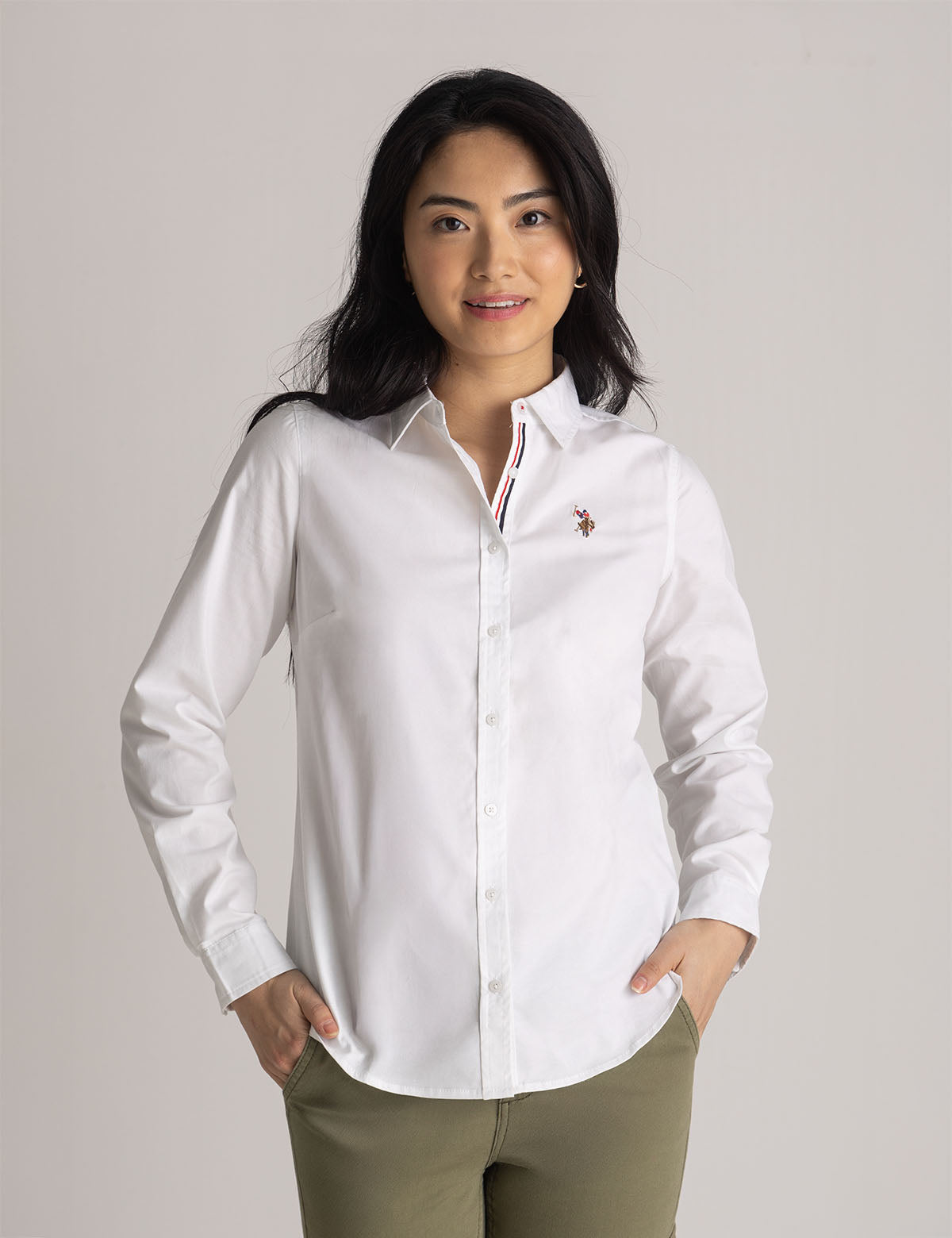 US POLO ASSN LONG SLEEVE SOLID STRETCH OXFORD SHIRT - HIPPO US Brands US. POLO ASSN