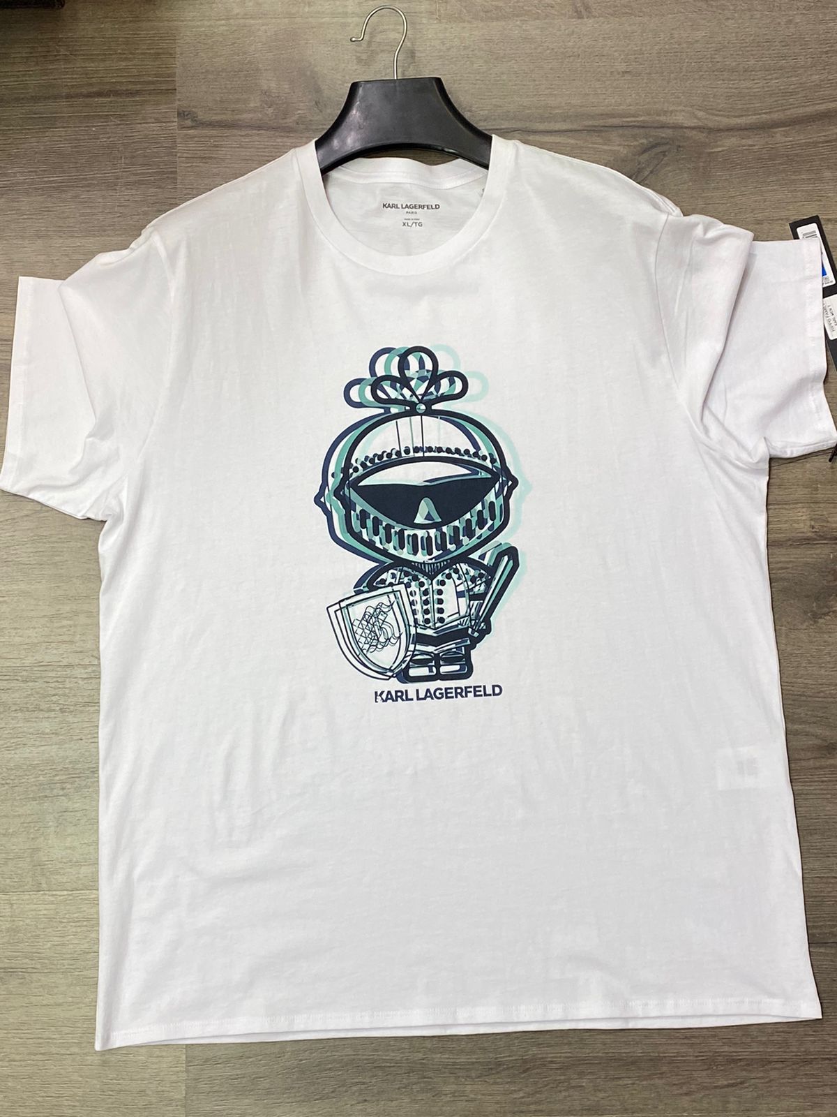 KARL LAGERFELD PARIS Knight Embroidered Graphic Tee In White