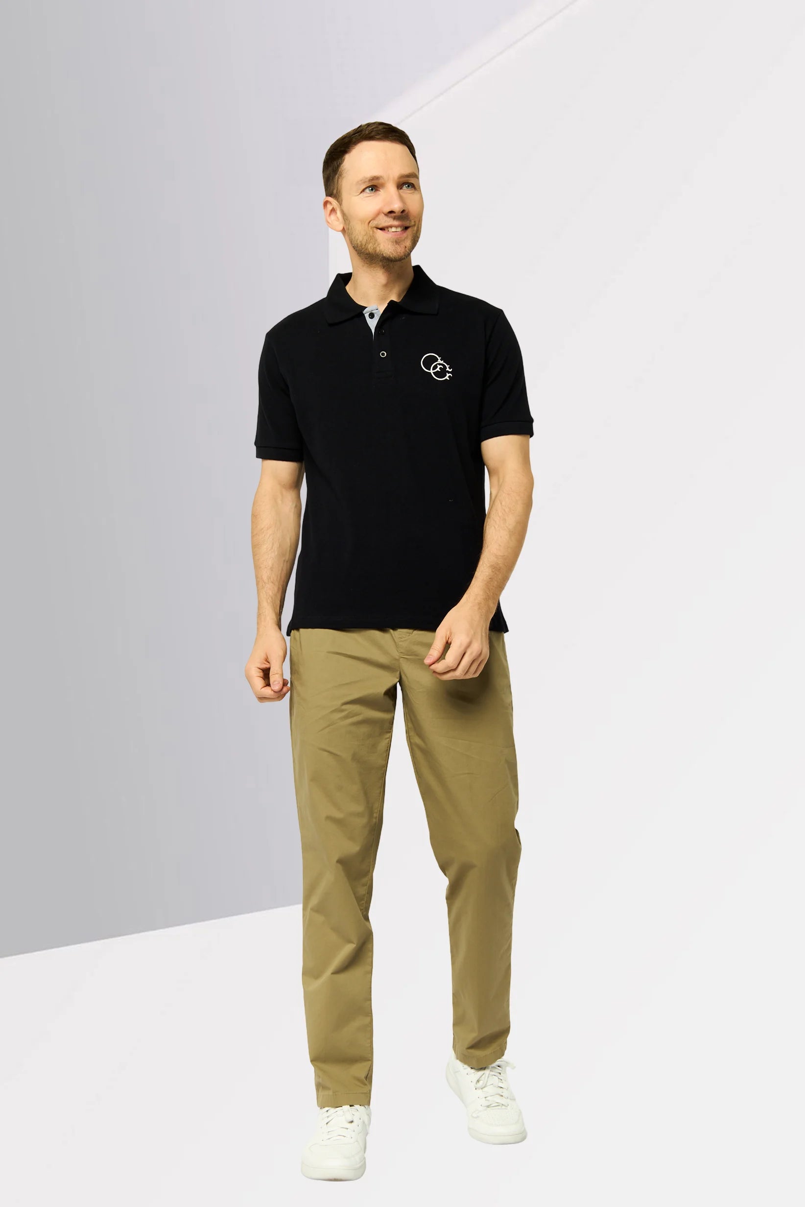 CAVALLI CLASS Men Regular Fit Embroidered Logo Short Sleeves Polo Shirt, Black