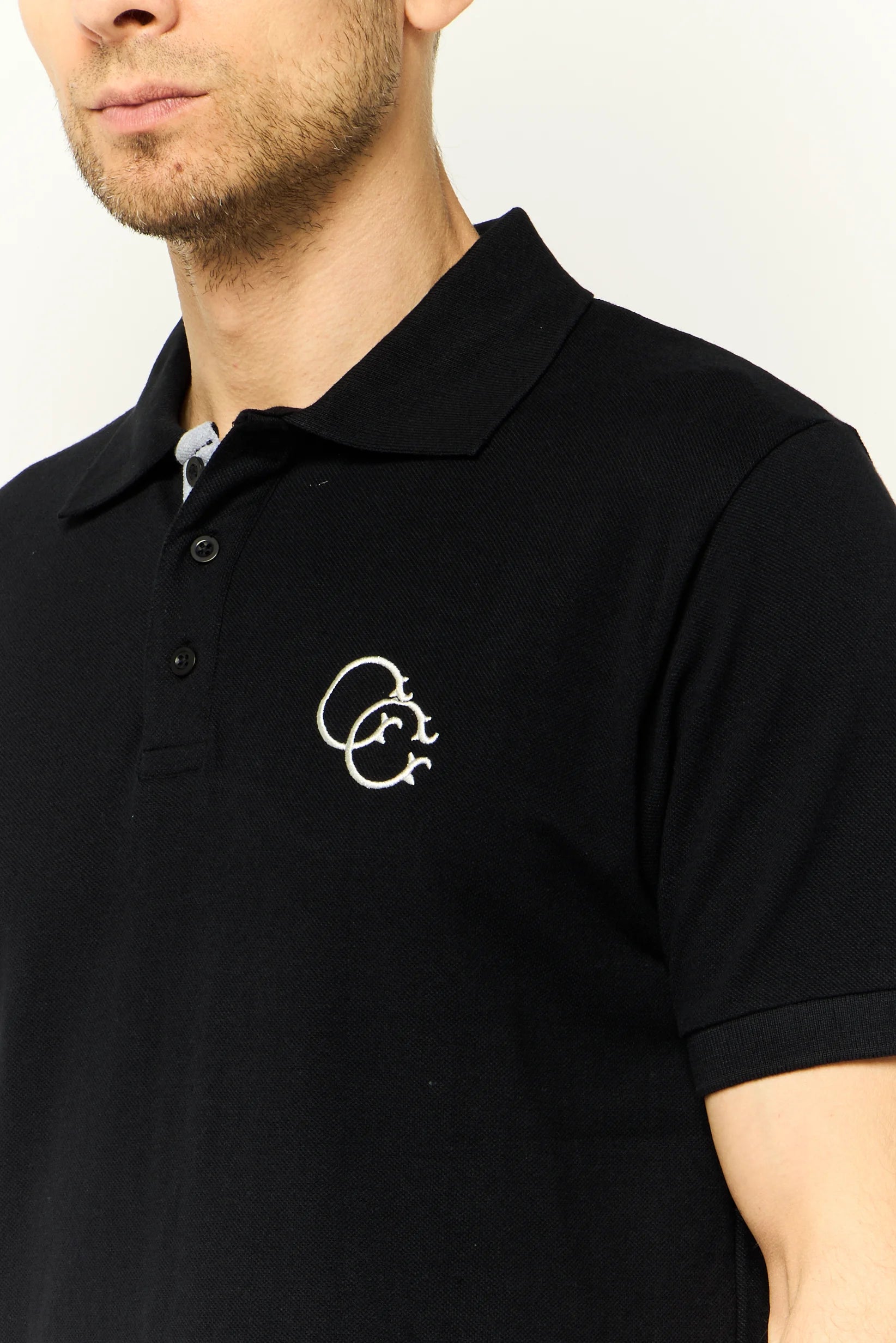 CAVALLI CLASS Men Regular Fit Embroidered Logo Short Sleeves Polo Shirt, Black