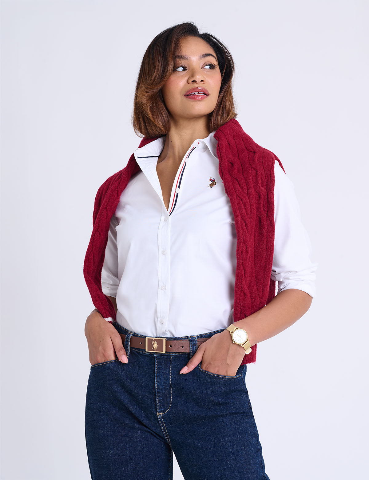 US POLO ASSN LONG SLEEVE SOLID STRETCH OXFORD SHIRT - HIPPO US Brands US. POLO ASSN