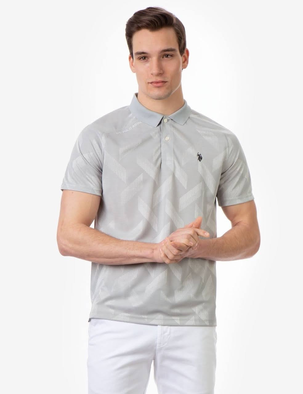 US. POLO ASSN Mens Basic Polo Shirt Grey Melange