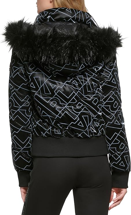 KARL LAGERFELD PARIS Women's Removable Faux Fur Trim Coat