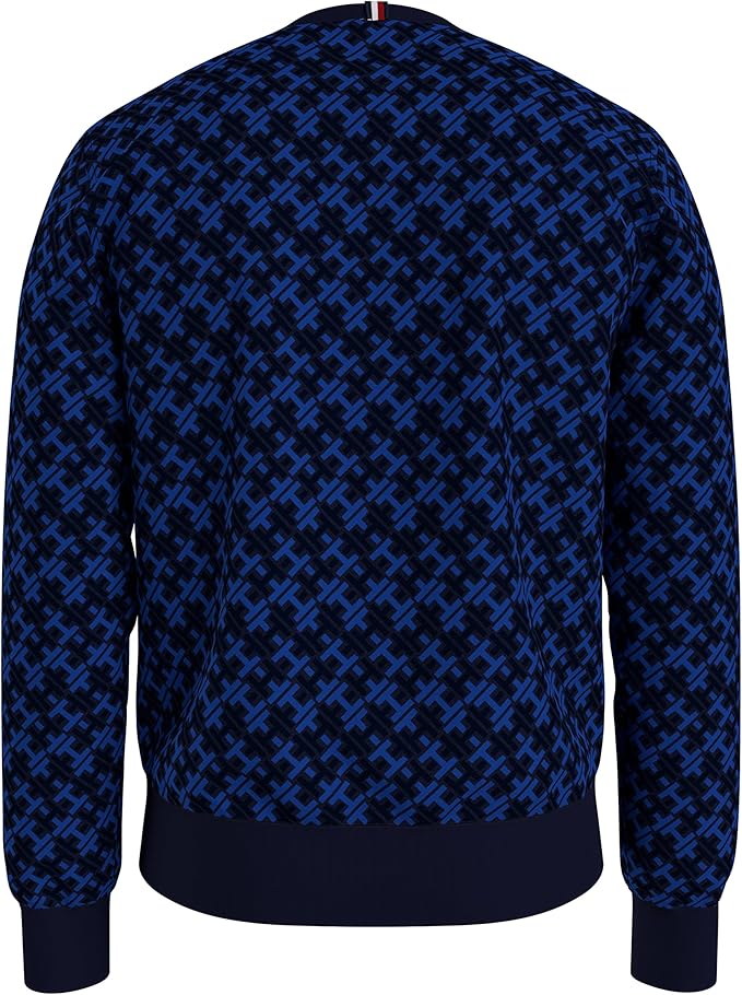 TOMMY HILFIGER Men's Navy Blue Geometric Pattern Sweater