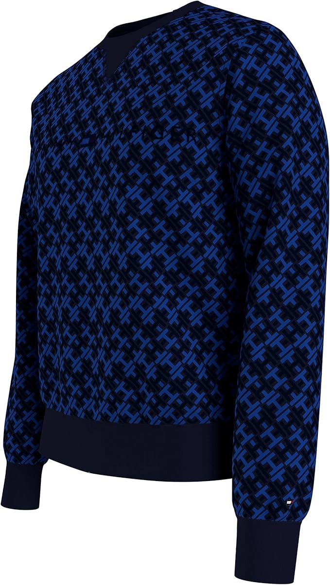 TOMMY HILFIGER Men's Navy Blue Geometric Pattern Sweater
