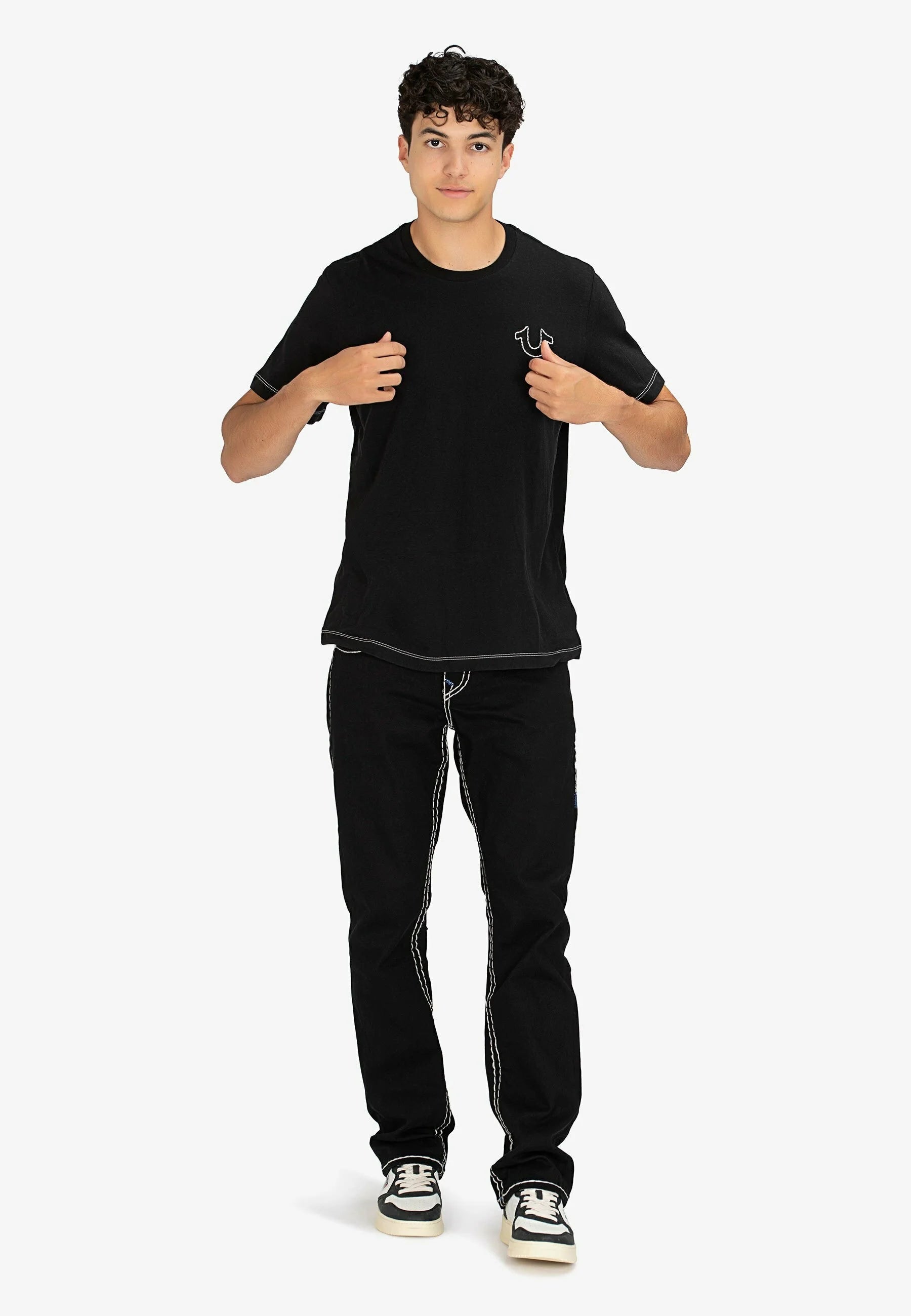 TRUE RELIGION FLATLOCK TEE - Print T-shirt - black
