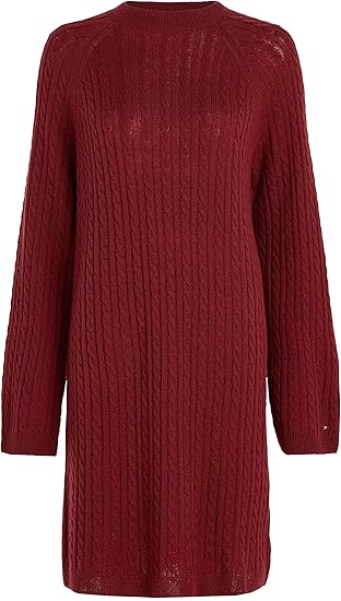 TOMMY HILFIGER Soft Wool Cable Knit Dress - Red | Very Ireland