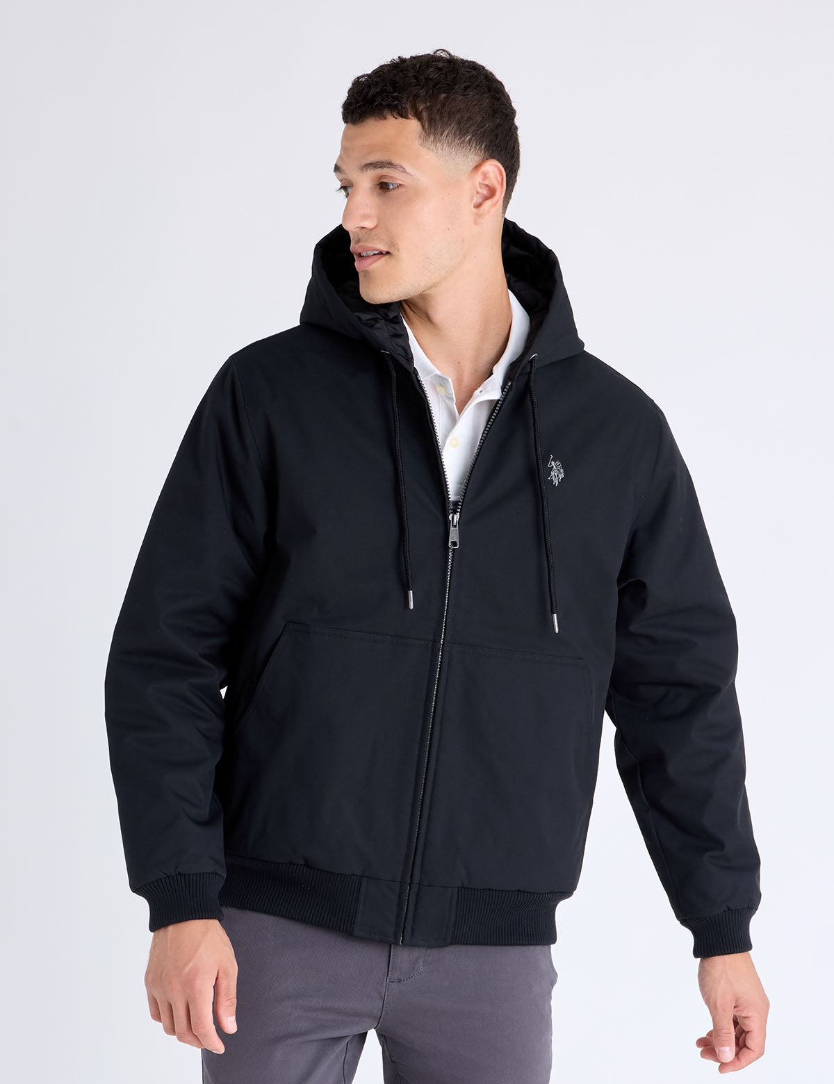US Polo Assn. Solid Midweight Hooded Jacket - HIPPO US Brands US. POLO ASSN