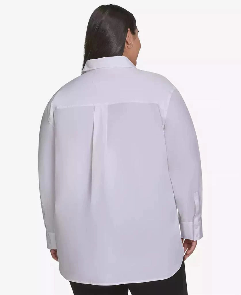 KARL LAGERFELD PARIS Plus Size Cotton Poplin Motif Button-Up Shirt, Exclusively at Macy's