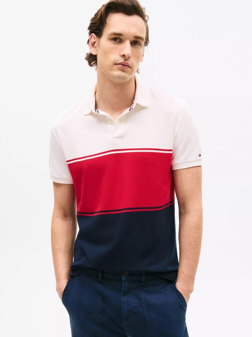 TOMMY HILFIGER Regular Fit Colorblock Wicking Polo