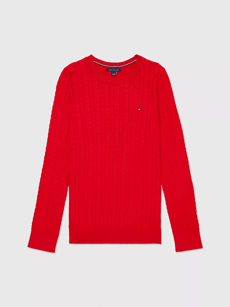 Tommy Hilfiger Women's Premium Cotton Cable Knit Crew Neck Sweater