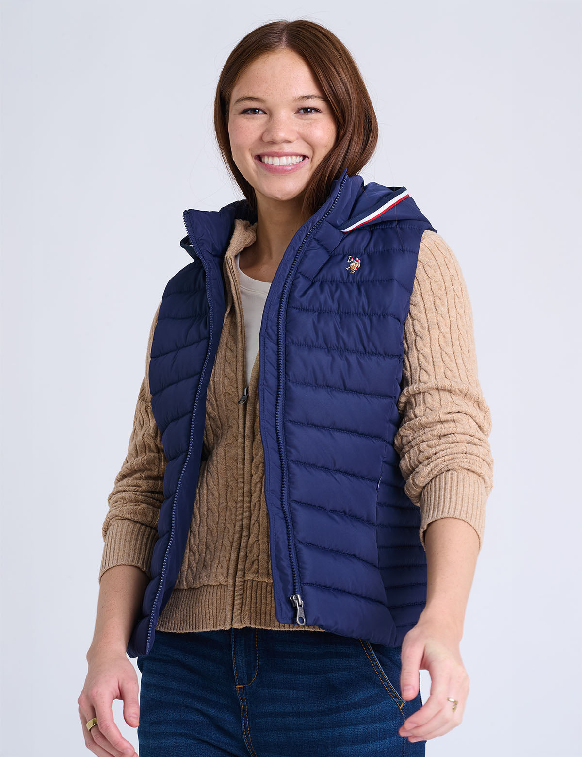 US Polo Assn Signature Stripe Vest With Hood - HIPPO US Brands US. POLO ASSN