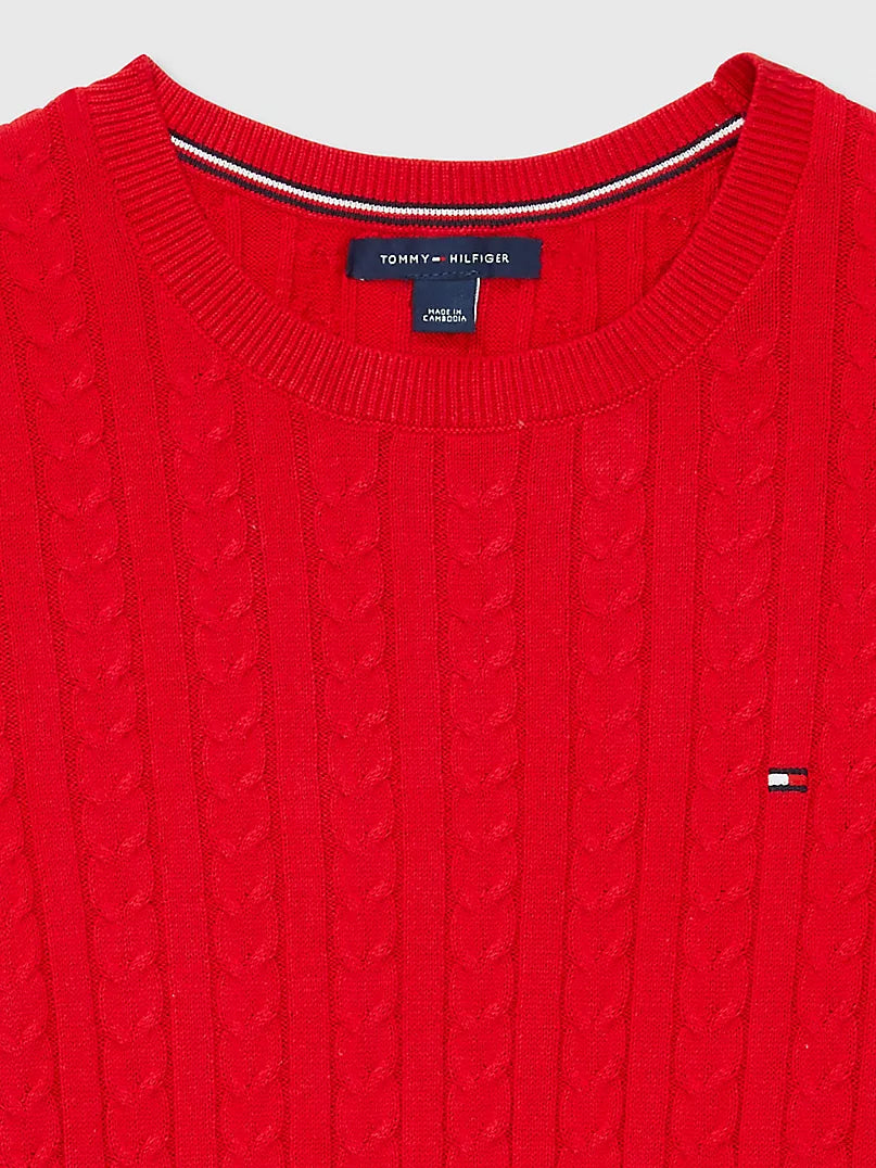 Tommy Hilfiger Women's Premium Cotton Cable Knit Crew Neck Sweater