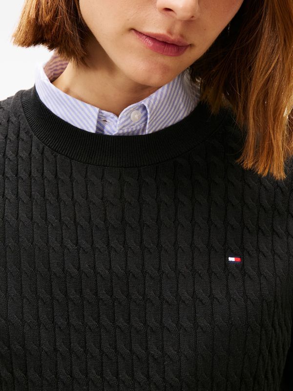 Tommy Hilfiger Women's Premium Cotton Cable Knit Crew Neck Sweater - HIPPO US Brands Tommy Hilfiger