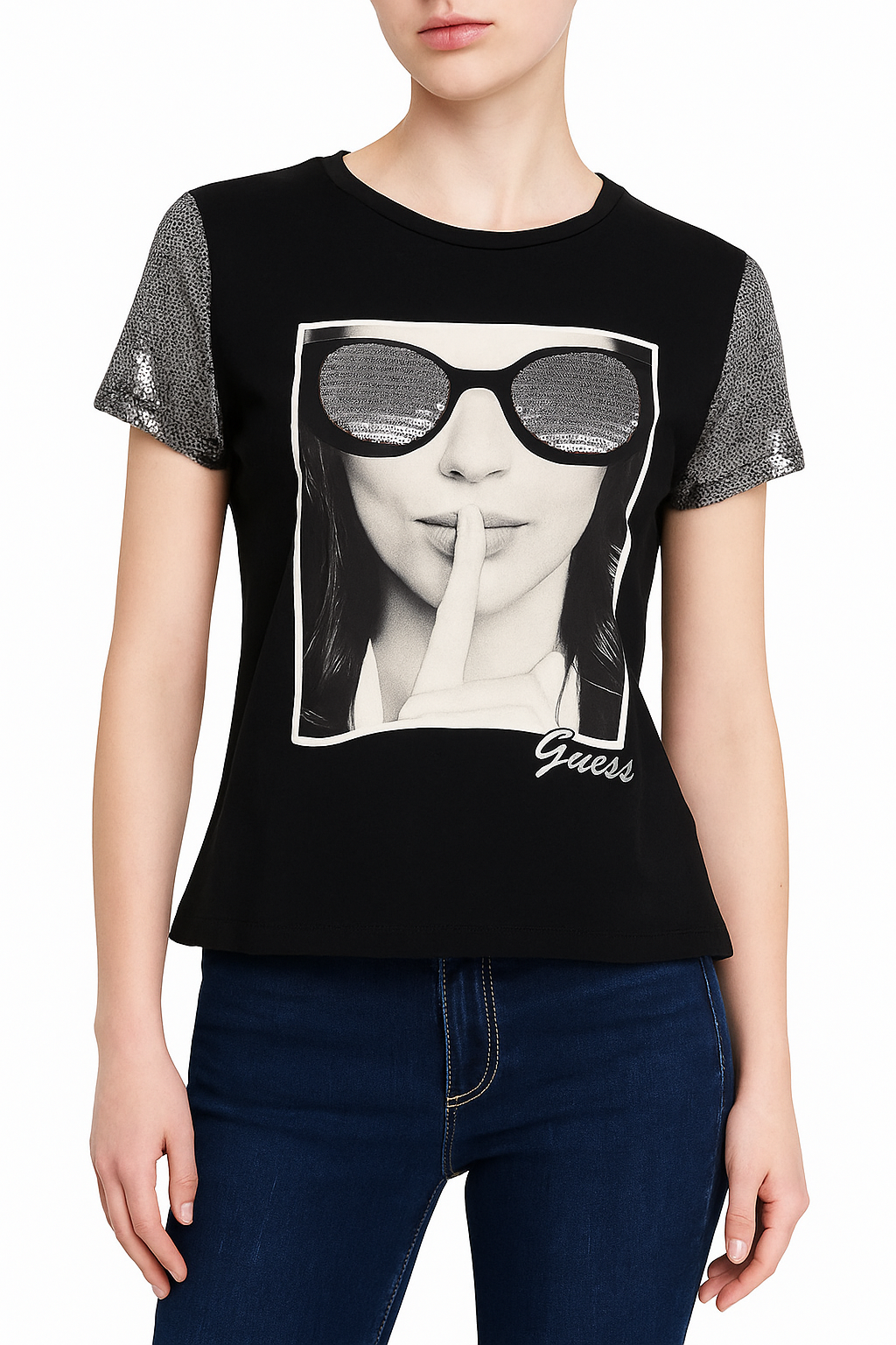 GUESS Sequin Sunglasses Graphic T-Shirt