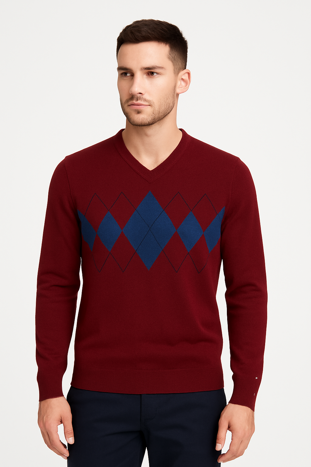 TOMMY HILFIGER Men's V-Neck Argyle