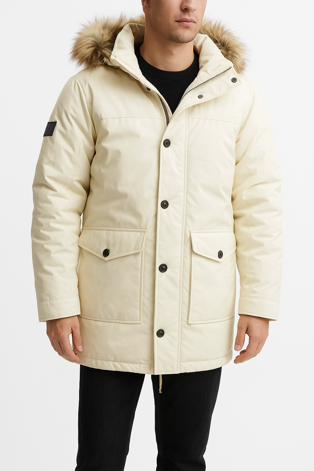 TOMMY HILFIGER Men’s Winter Parka Jacket – Off-White