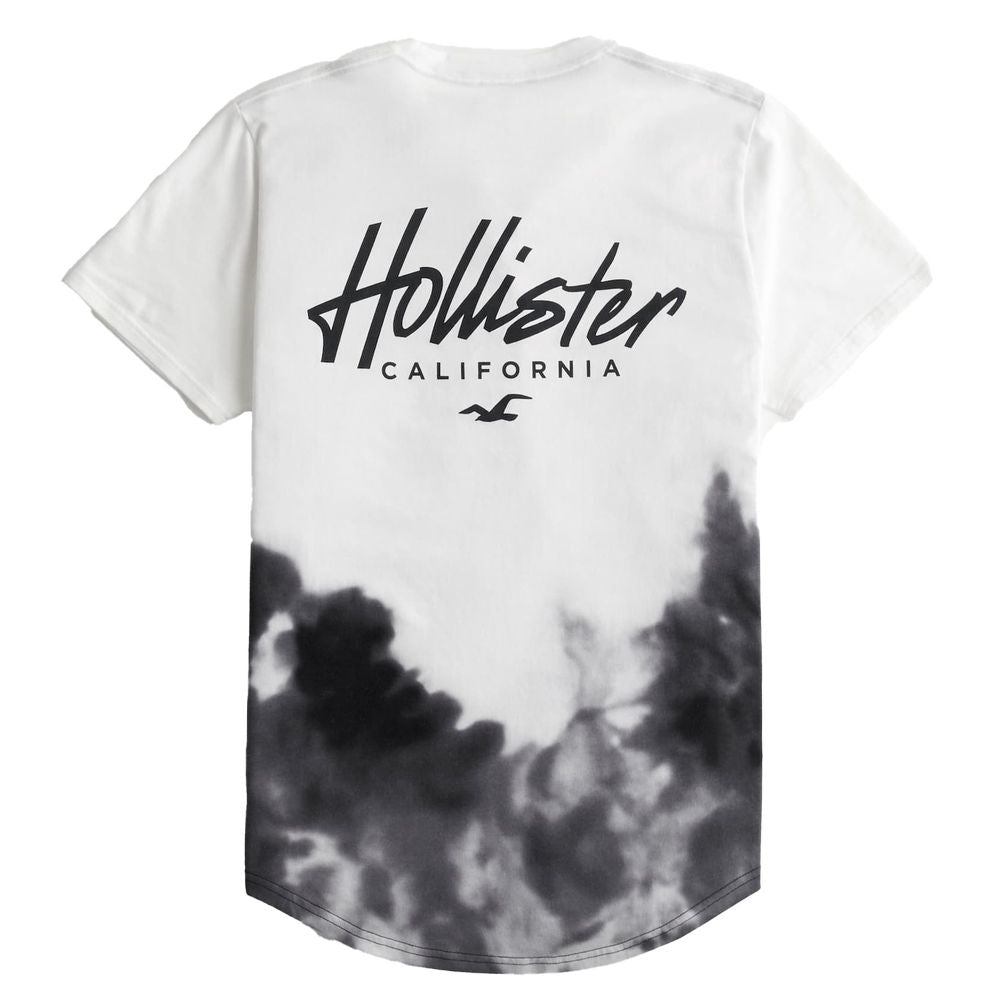 Hollister Chest & Back Logo Acid Wash Ombre Longline T-shirt