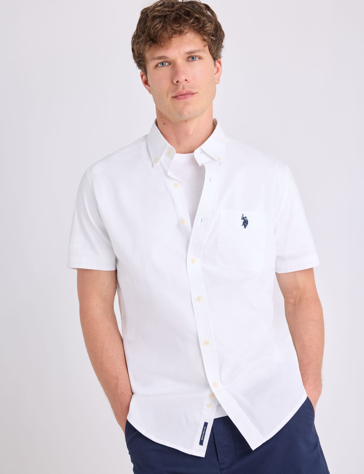USPA Short Sleeve Stretch Poplin Shirt - HIPPO US Brands US. POLO ASSN