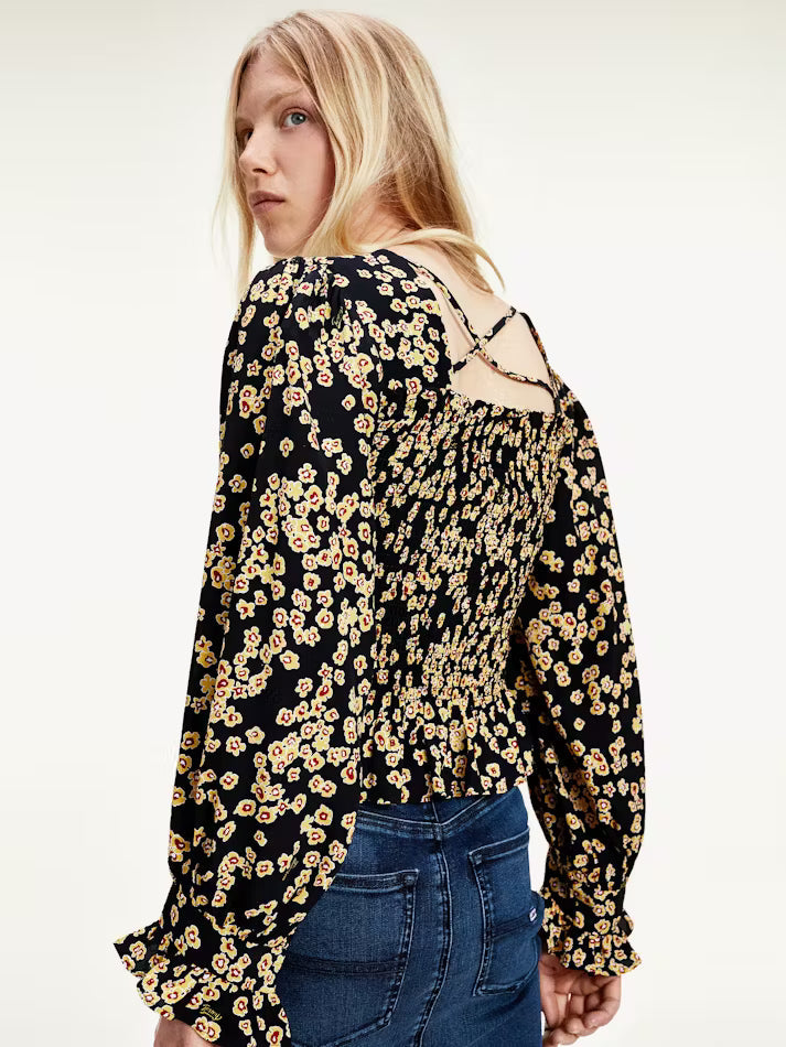 Tommy Hilfiger Women's Floral Smocked Peplum Top - HIPPO US Brands Tommy Hilfiger