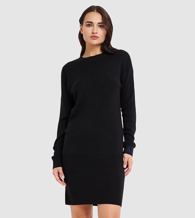 Armani Exchange Knitted Long Sleeves Sweater Dress - HIPPO US Brands ARMANI EXCHANGE