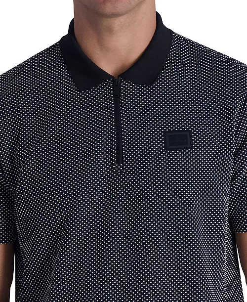 Karl Lagerfeld Paris Kar Lagerfeld Paris Men's Zip-Front Knit Dot Polo Shirt