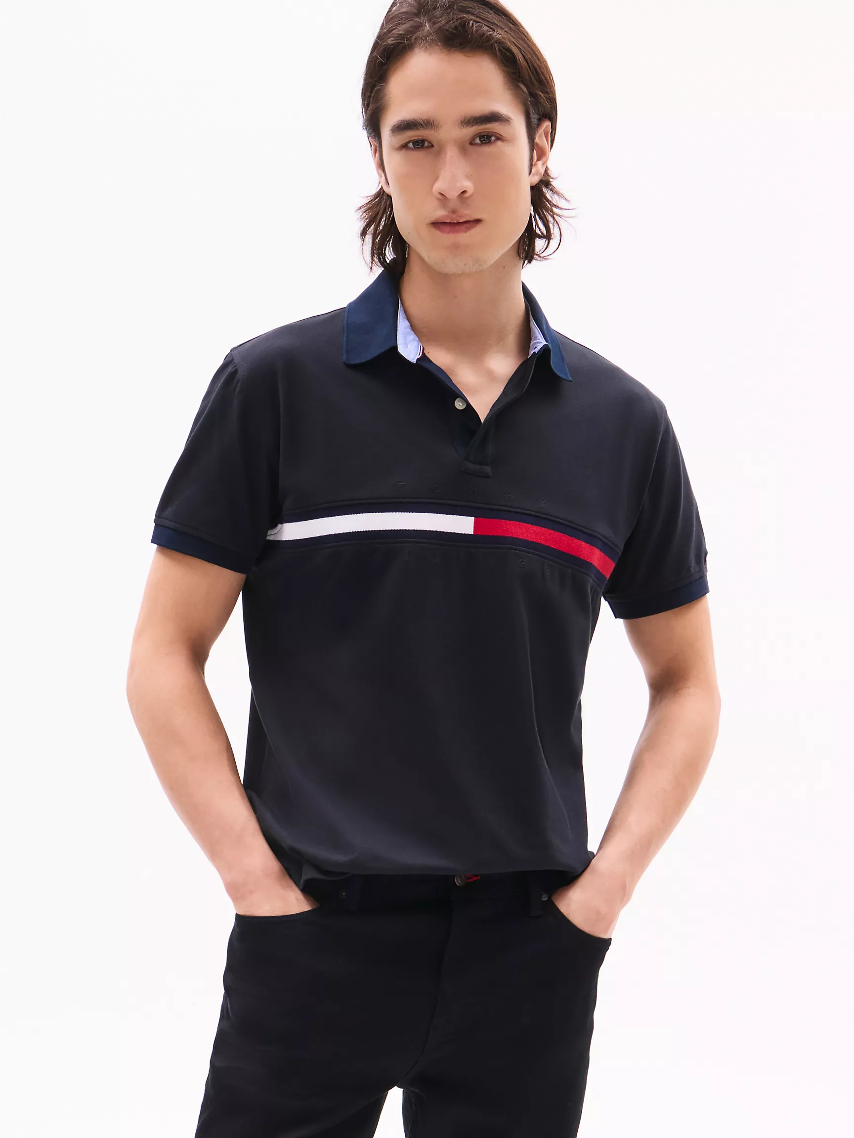 TOMMY HILFIGER Embroidered Stripe Regular Fit Polo