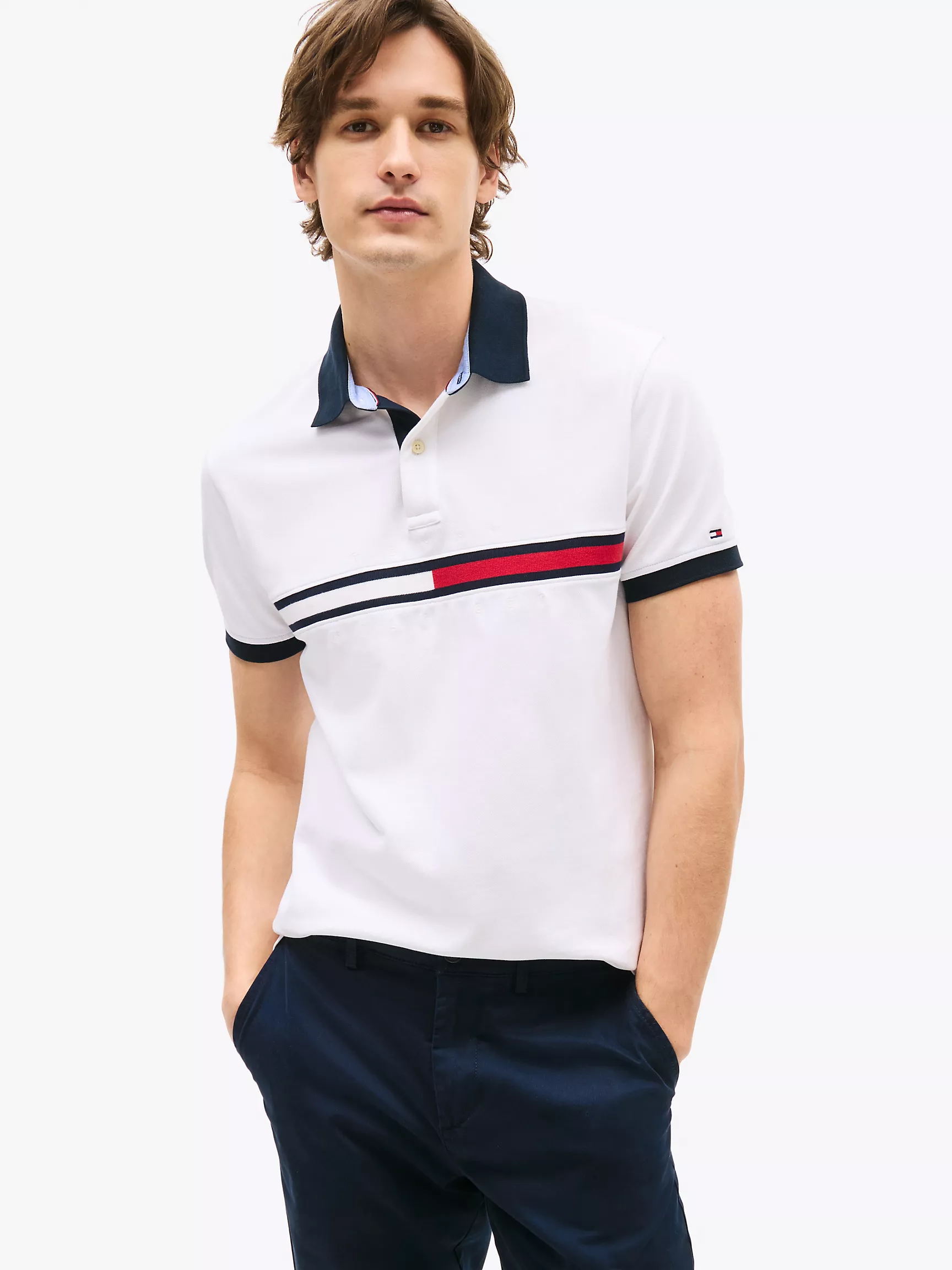 TOMMY HILFIGER Embroidered Stripe Regular Fit Polo