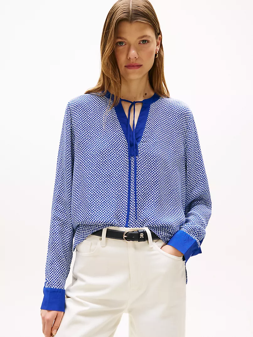 TOMMY HILFIGER Cobblestone Print V-Neck Pullover