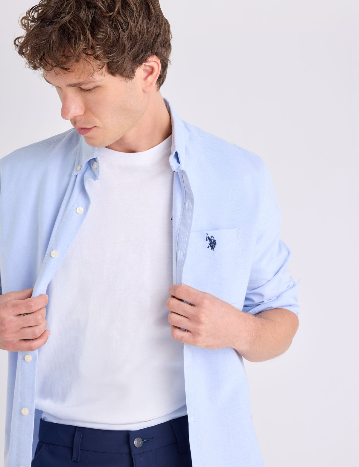 USPA Long Sleeve Stretch Oxford Shirt - HIPPO US Brands US. POLO ASSN
